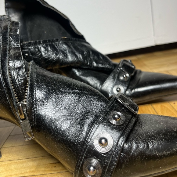 Zara Heels/ Heeled Boots (wore 5 times) black LEATHER trendy look Made in Spain - Picture 3 of 5